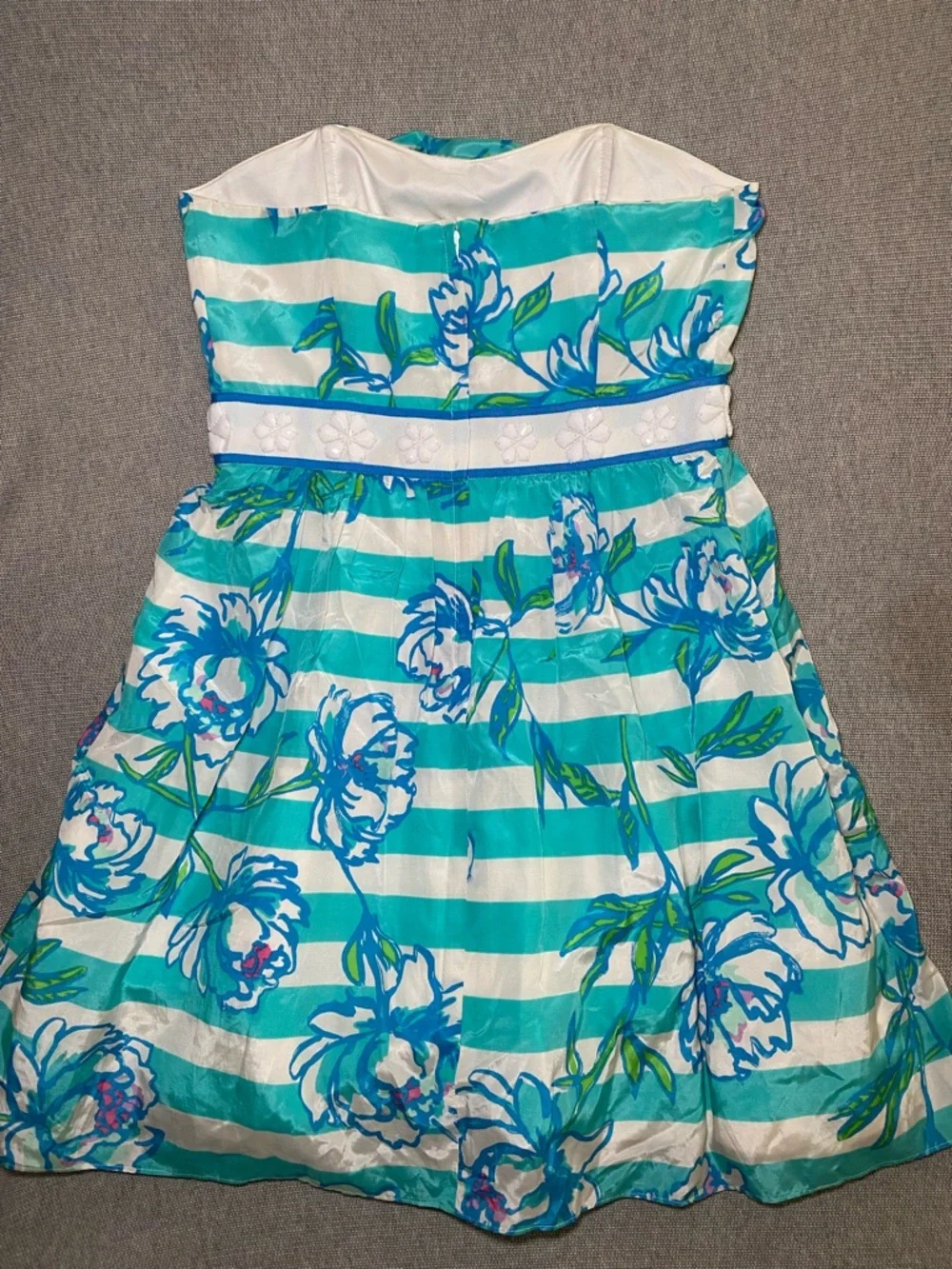 Lilly Pulitzer Strapless Langley Dress Shorely Blue Tossing The Line 8 Floral - Picture 5 of 12
